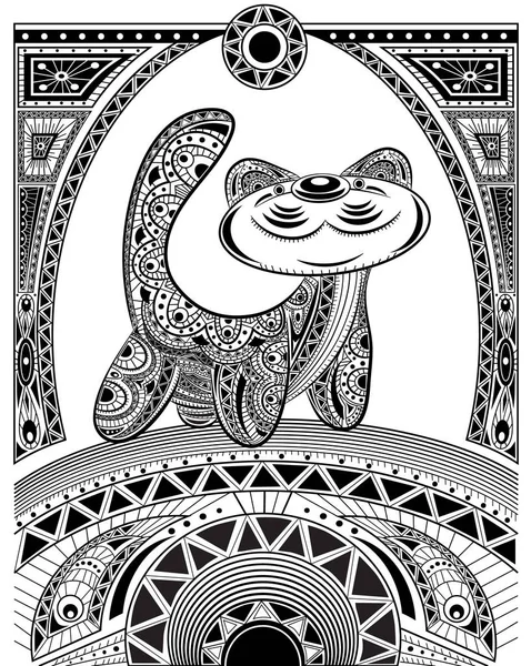 Gato vector estilizado, zentangle aislado para relajarse y meditar — Vector de stock