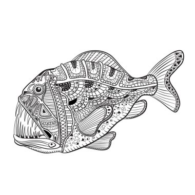  Derin deniz balık-yılan. Antistress boyama kitabı