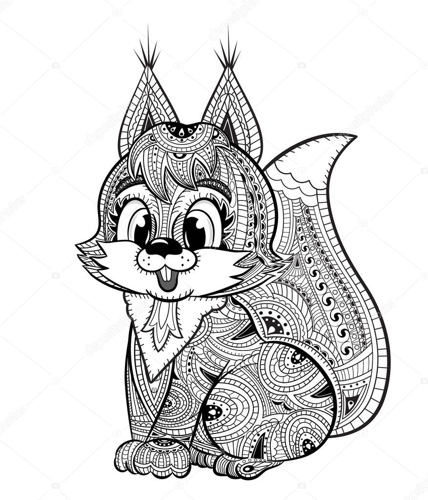 Squirrel anti-stress coloring book for adults