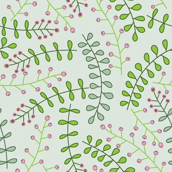 Безшовний квітковий візерунок з гілками, листям та ягодами — стоковий вектор