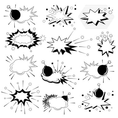  Komik çizgi film süper kahraman unsurları: konuşma için farklı bulutlar