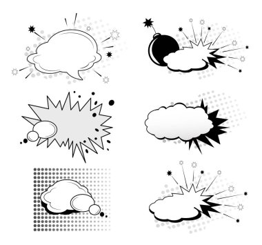  Komik çizgi film süper kahraman unsurları: konuşma için farklı bulutlar