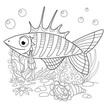 Çizgi film fanny balık. Boyama sayfa gösterimi.