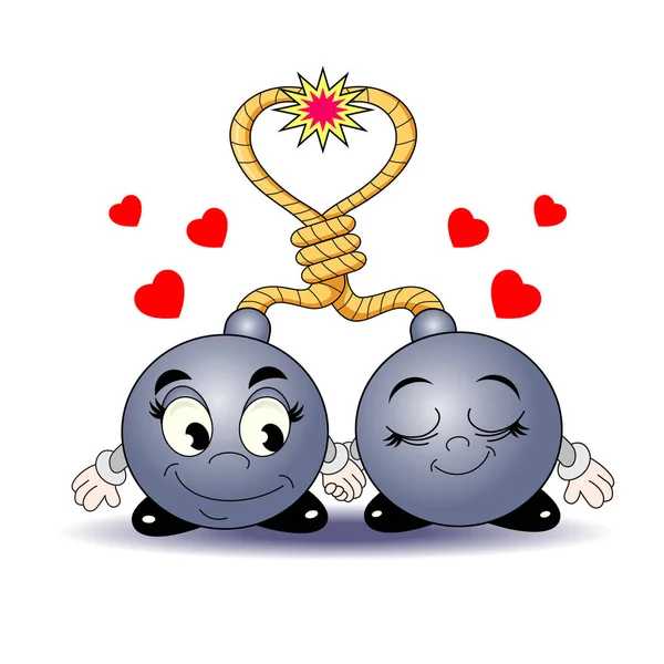 Engraçado desenhos animados bombas no amor — Vetor de Stock