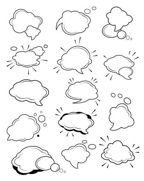 Elementos divertidos de superhéroes de dibujos animados: diferentes nubes para hablar — Vector de stock