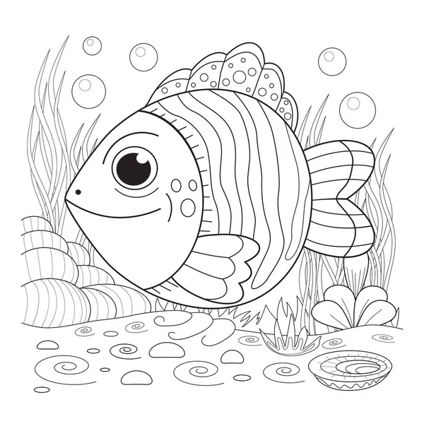 Rajzfilm fanny hal. Illusztráció: a színező oldal. — Stock Vector