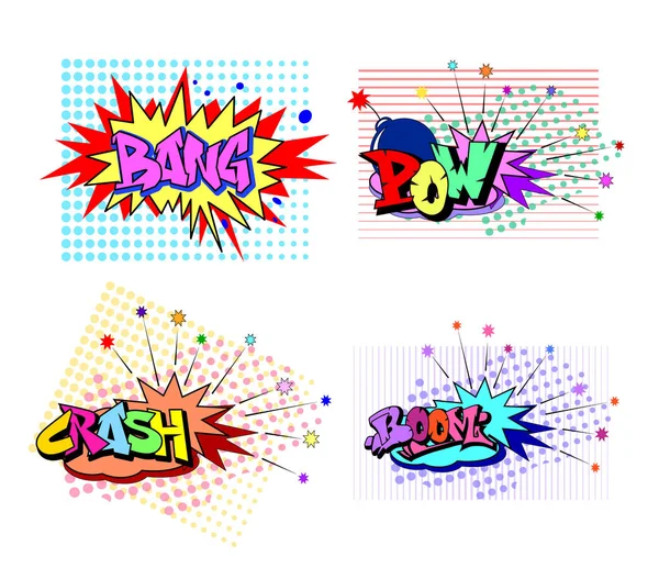 Lustige Cartoon-Superhelden-Elemente: Crash, Boom, Pow, Knall — Stockvektor
