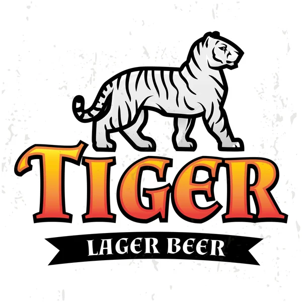 Vettore della birra Tigre del Bengala. Modello di design Lager Label. Insegne Predator, Squadra sportiva su sfondo chiaro . — Vettoriale Stock