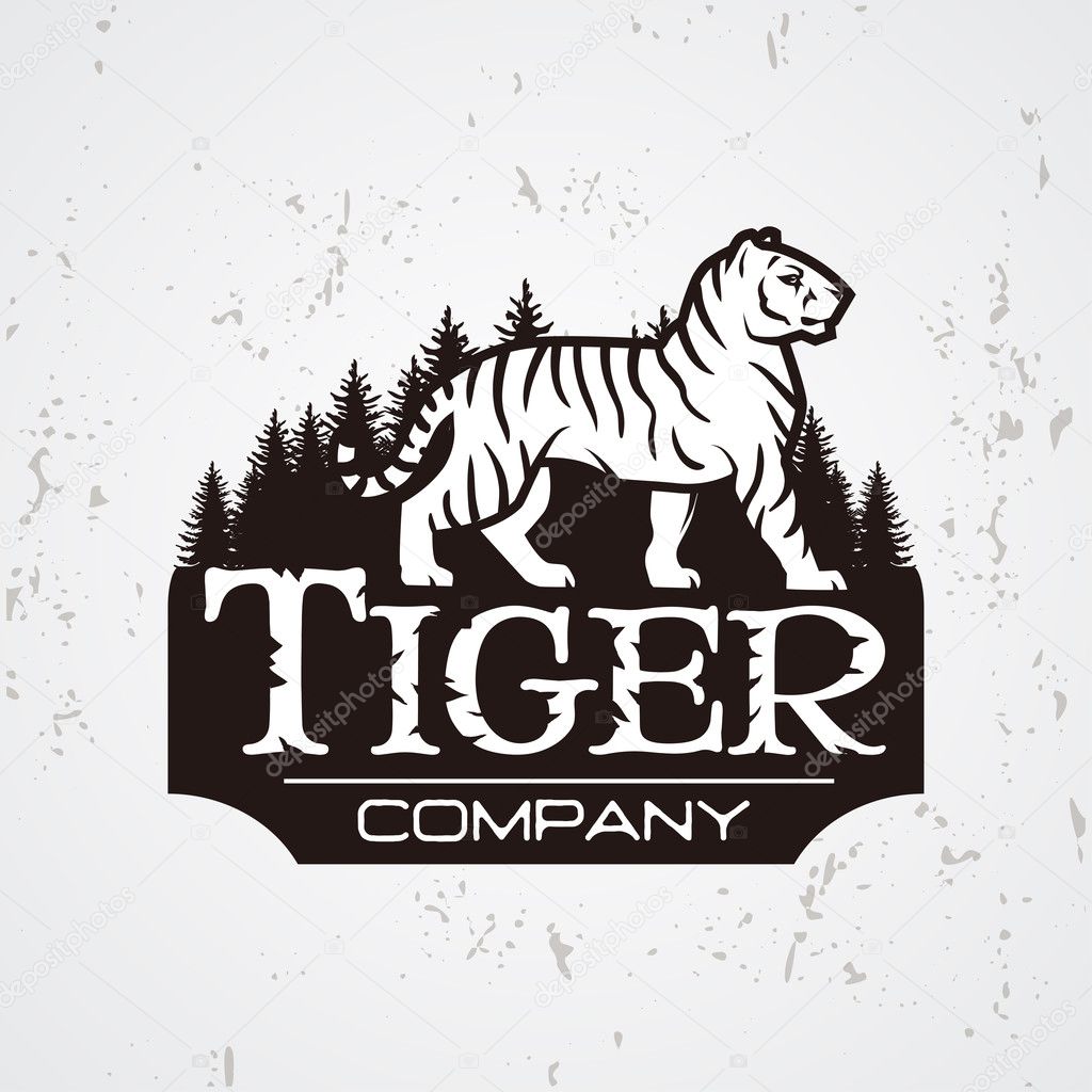 Bengal Tiger in forest vector. Mascot shirt design template. Shop or product illustration. Expedition insignia, Sport team logotype on light background