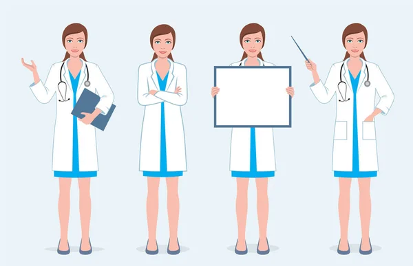 Zestaw czterech lekarzy kobiet — Wektor stockowy
