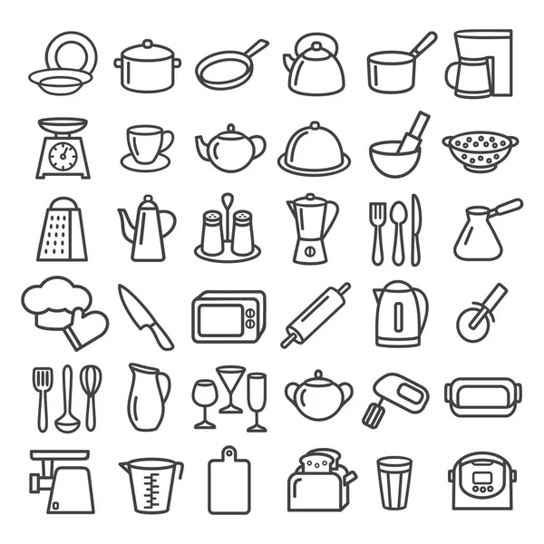 Conjunto de ícones de linha de utensílios de cozinha —  Vetores de Stock