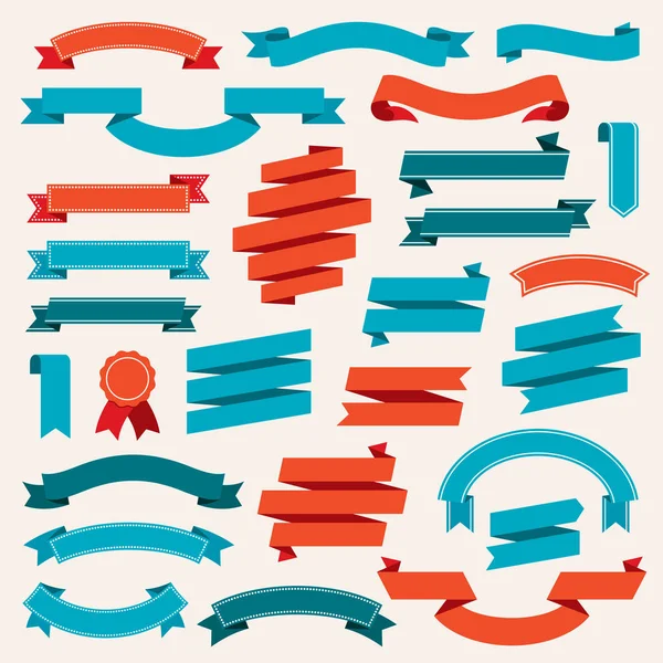 Ribbon Banners Retro Collection Vector — Stock Vector