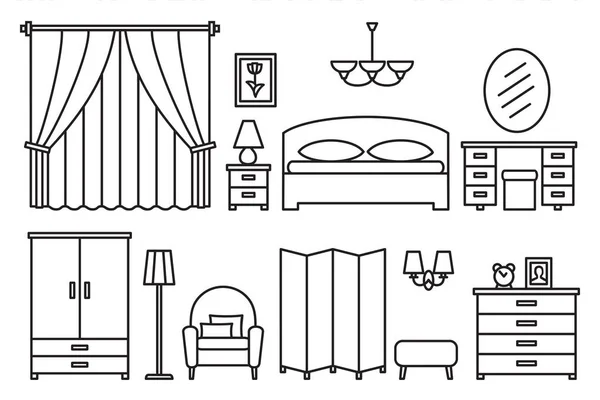 Сучасні меблі для спальні — стоковий вектор