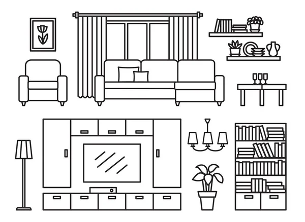 Sala de estar mobiliário moderno —  Vetores de Stock