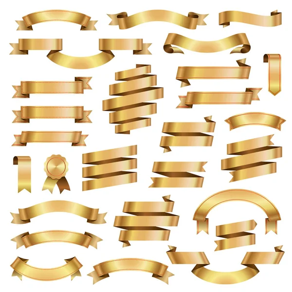 Bannières en ruban doré Collection Retro — Image vectorielle