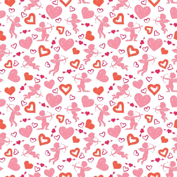 Hou van thema, Cupido, amours, hart, valentine's day naadloze pat — Stockvector