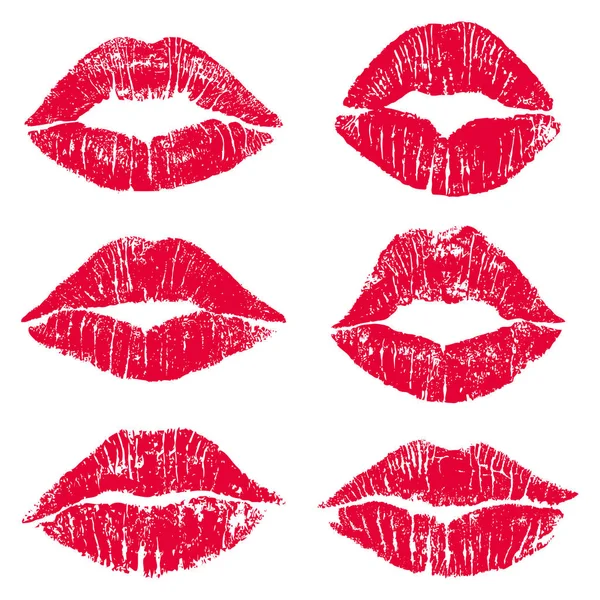 여성 입술 키스 인쇄 설정 — 스톡 벡터