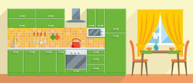 Mutfak modern iç ve mobilya vektör