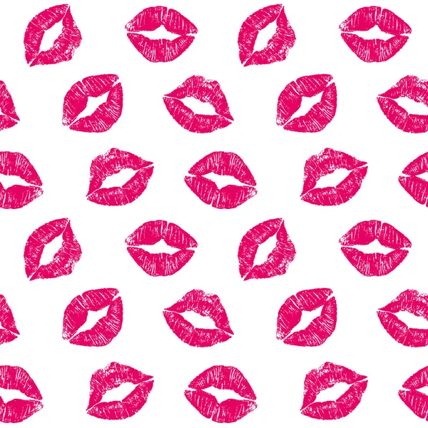 Vrouwelijke lippen harten naadloze patroon — Stockvector
