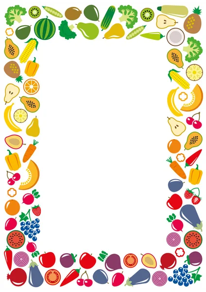 野菜や果物のアイコン長方形フレーム — ストックベクタ