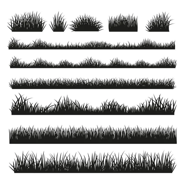 草のシルエット境界線の背景に設定 — ストックベクタ