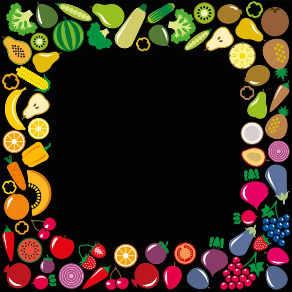 Grönsaker och frukter ikoner fyrkantig ram — Stock vektor
