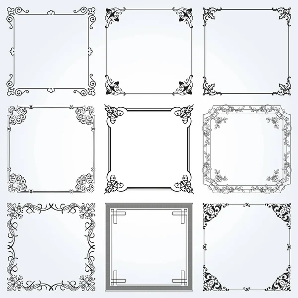 Cornici decorative e bordi quadrati set 3 vettoriale — Vettoriale Stock