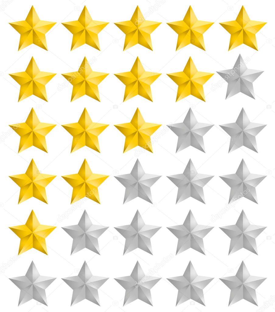 Rating golden stars set