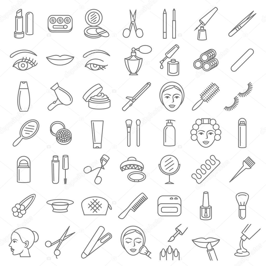 Cosmetic beauty and make up icon set
