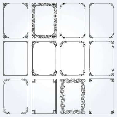 Decorative rectangle frames and borders set vector clipart