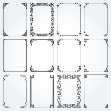 Decorative rectangle frames and borders set vector clipart