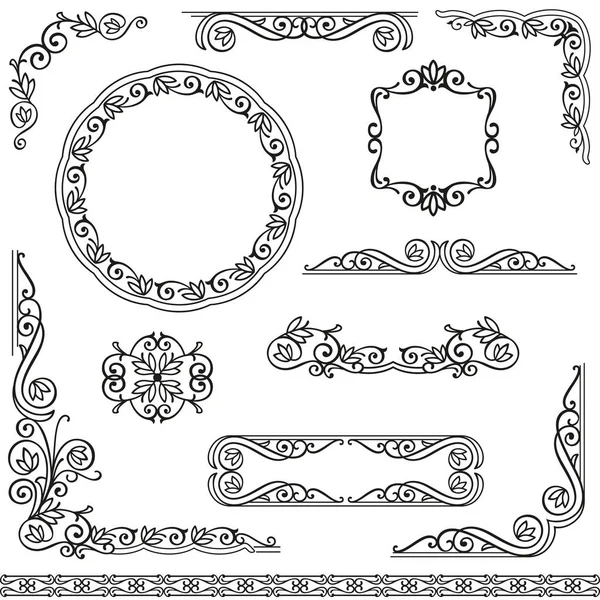 Vintage decoratieve frames vormgeving element set — Stockvector