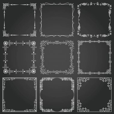 Dekoratif çerçeveleri ve borders Meydanı vektör ayarla