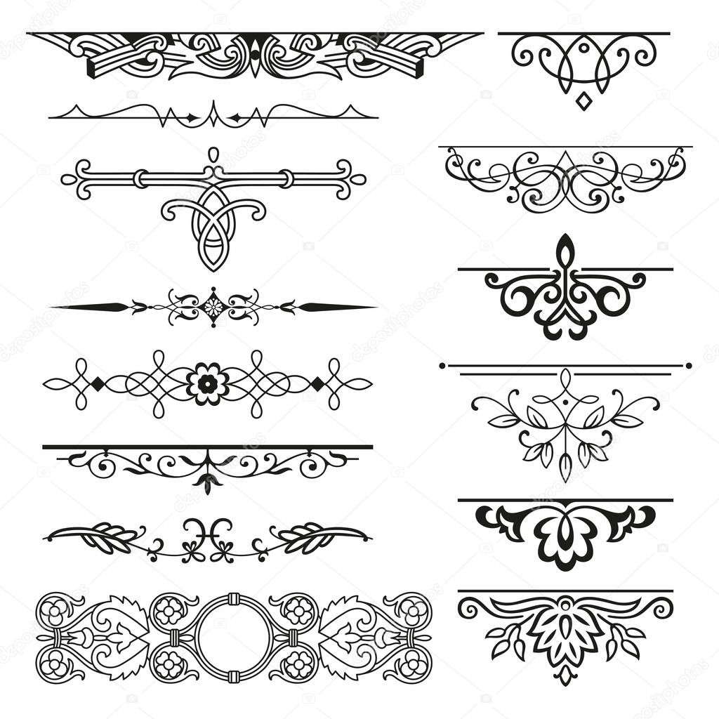 Vintage decorative design element set 