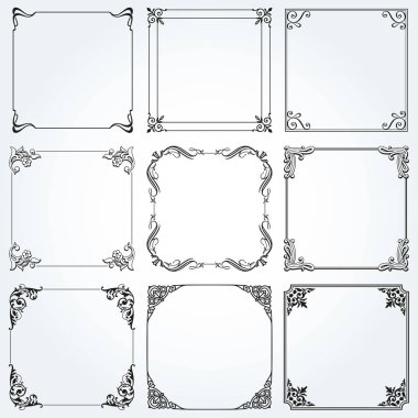 Çerçeveler ve sınırlar kare dekoratif set vektörü