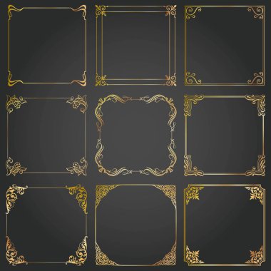 Çerçeveler ve sınırlar kare dekoratif set vektörü