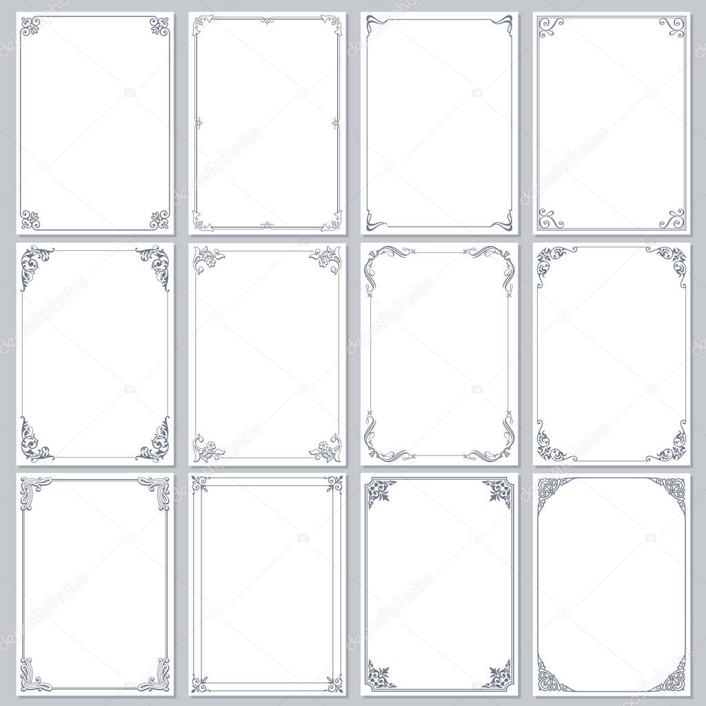 Frames decorative rectangle and borders set 