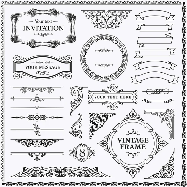 Conjunto de elementos de design decorativo vintage — Vetor de Stock