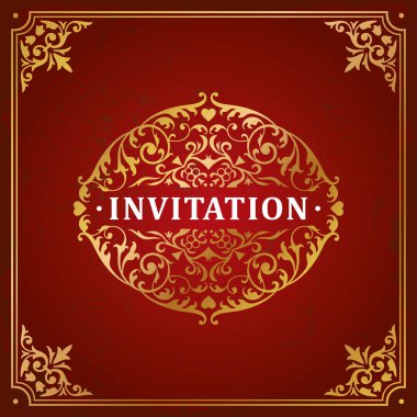 Davetiye klasik vintage stil şablon kart uçucu arkaplan tasarım vektörü