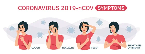 コロナウイルスCovid 19症状の情報ウイルスイラスト — ストックベクタ