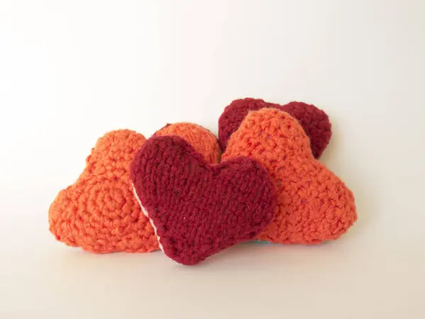 Background of wool hearts handmade — Stock Photo, Image