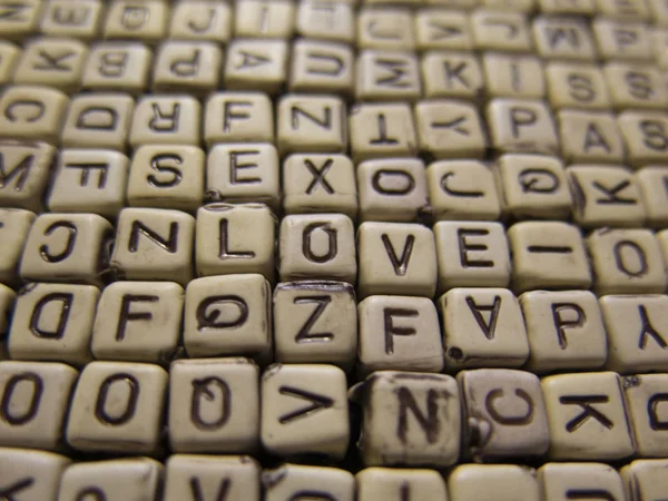 Fundo Cubos Madeira Com Letras Que Formam Palavras Amor — Fotografia de Stock