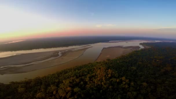 Tiro aéreo - Floresta Amazônica - Pôr do sol — Vídeo de Stock