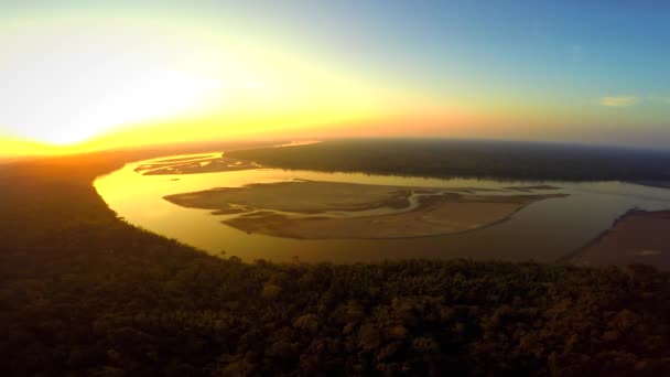 Aerial Shot - Selva Amazónica - Puesta del sol — Vídeos de Stock