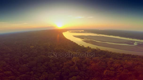 Aerial Shot - Selva Amazónica - Puesta del sol — Vídeos de Stock