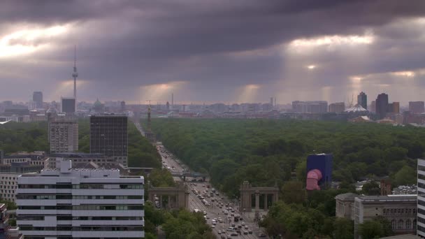 Skyline Van Berlijn Bij Zonsopgang — Stockvideo