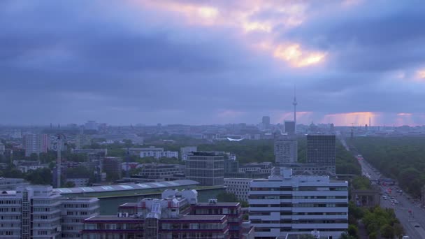 Berlijn Cityscape Bij Dageraad — Stockvideo