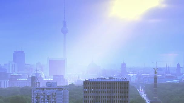 Berlin Stadsbilden Gryningen — Stockvideo