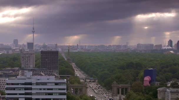 Skyline Van Berlijn Bij Zonsopgang — Stockvideo
