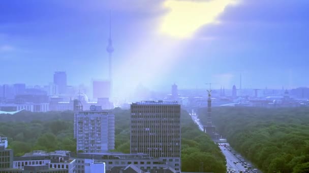 黎明时的柏林城市景观 — 图库视频影像